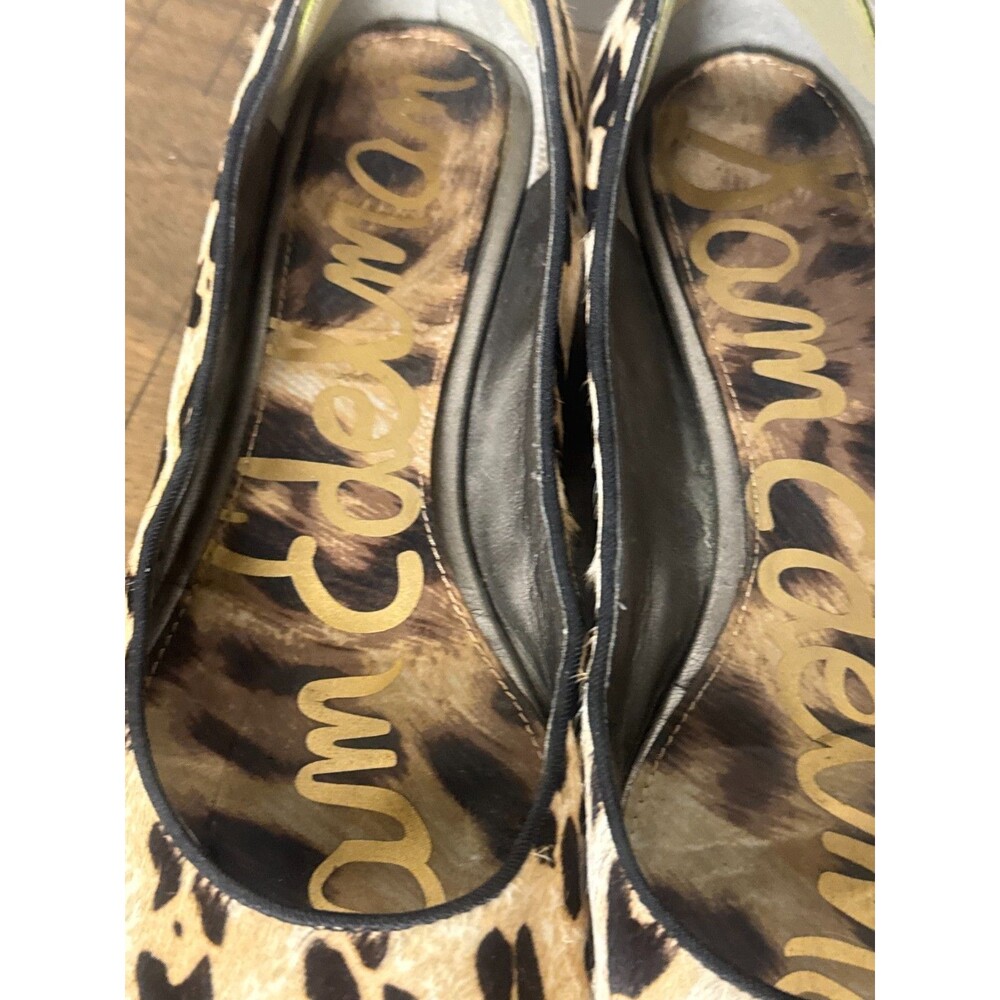 Sam Edelman Women’s 8.5 Leopard Calf Hair Ballet Flats Studded Animal Print - Picture 8 of 11